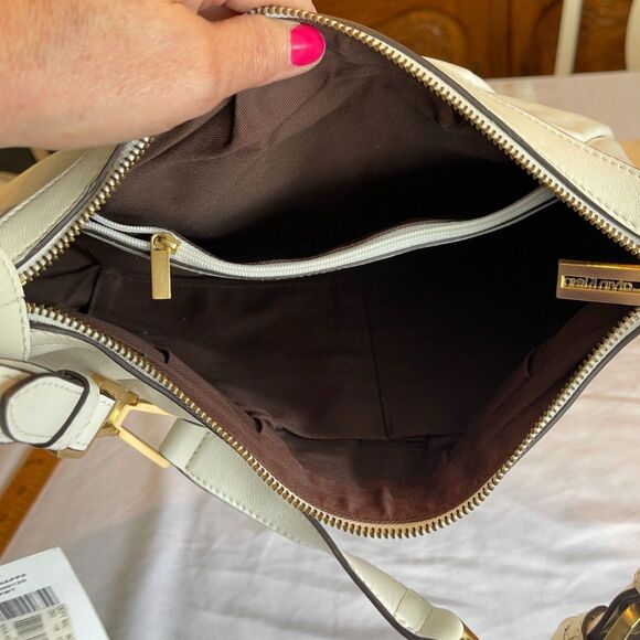 New Calvin Klein Soft Nappa Leather White & Gold Hobo Shoulder Bag ~ Excellent! - Picture 10 of 14